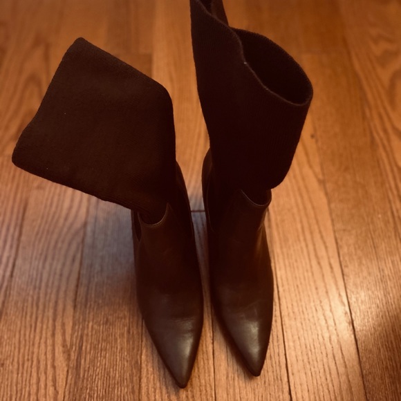 🤎 Brown Leather Fabric Pointed Boot by Nine West - Picture 5 of 10
